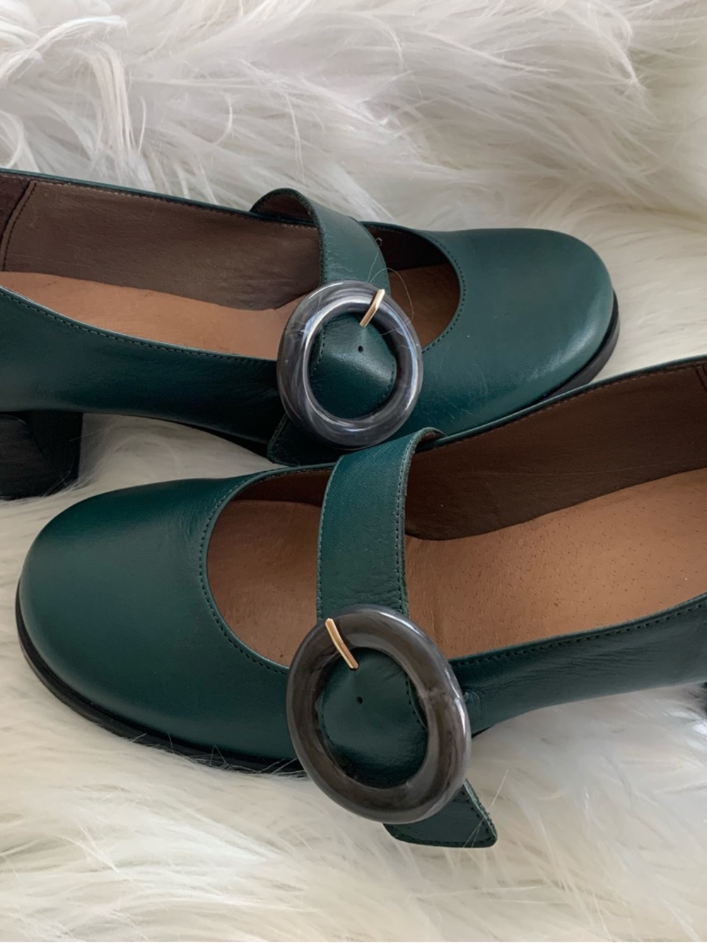 DNA footwear “Mary Jane” deep green leather block heel shoes Size 39 VVGUC - Picture 9 of 16